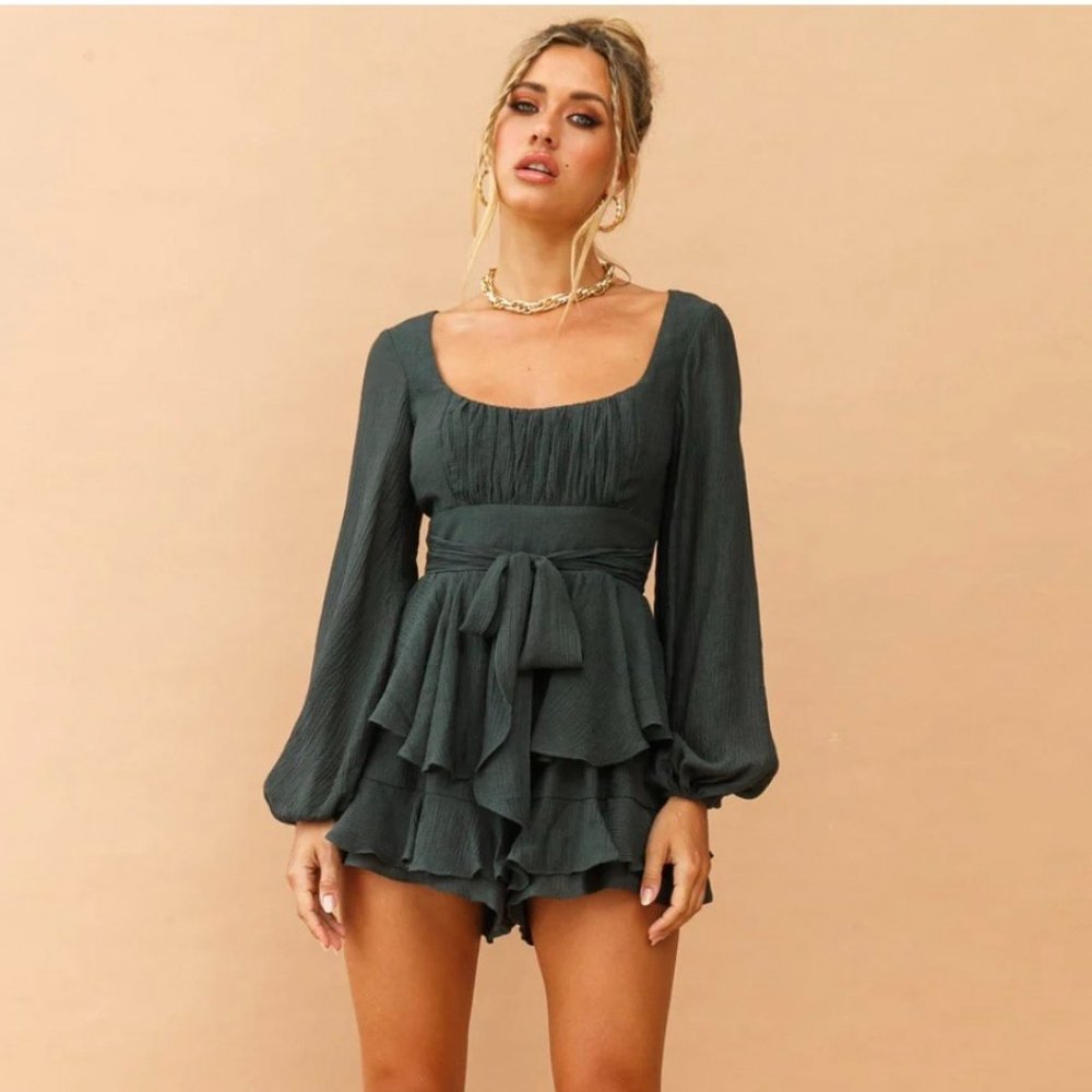 SAGE + PAIGE Christmas In July Playsuit Green, Size: S